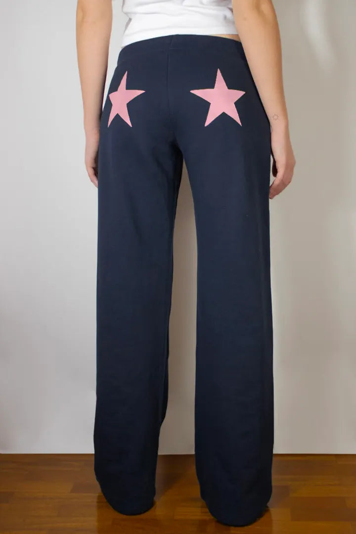 [SUBDUED] Wide Leg Jogger Pants With Stars