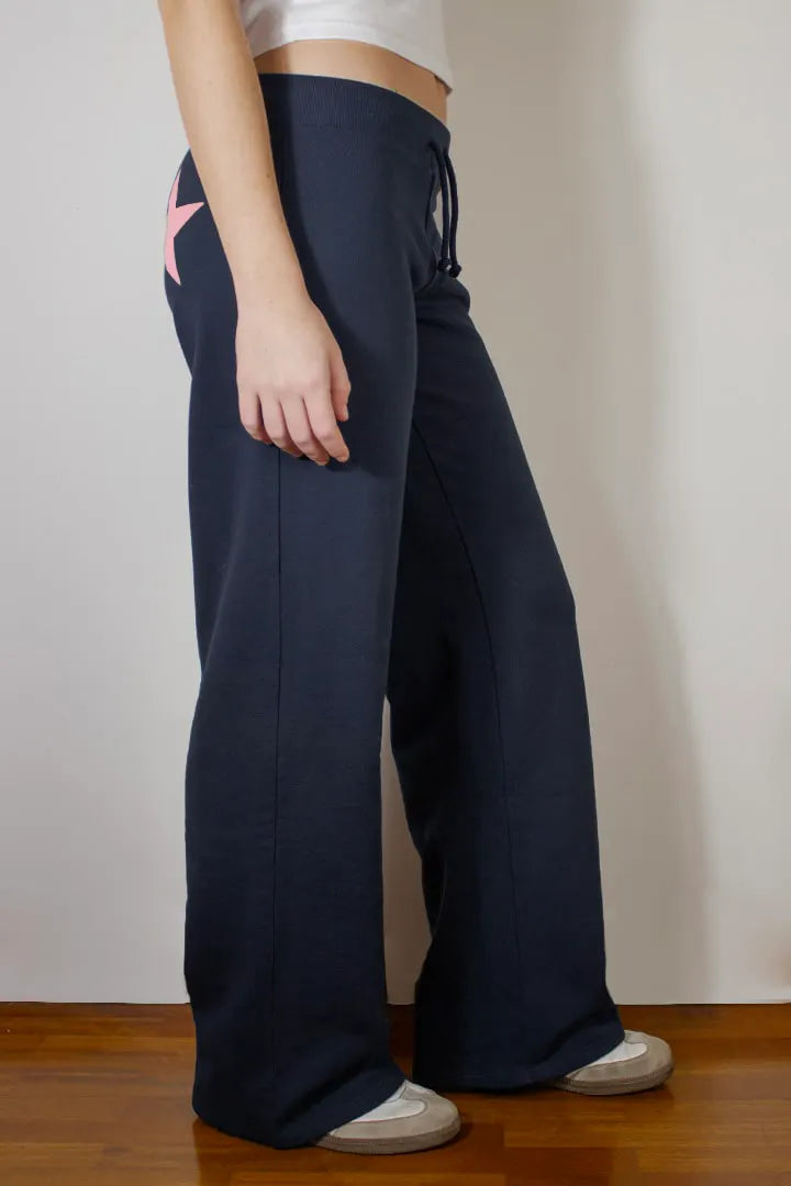 [SUBDUED] Wide Leg Jogger Pants With Stars