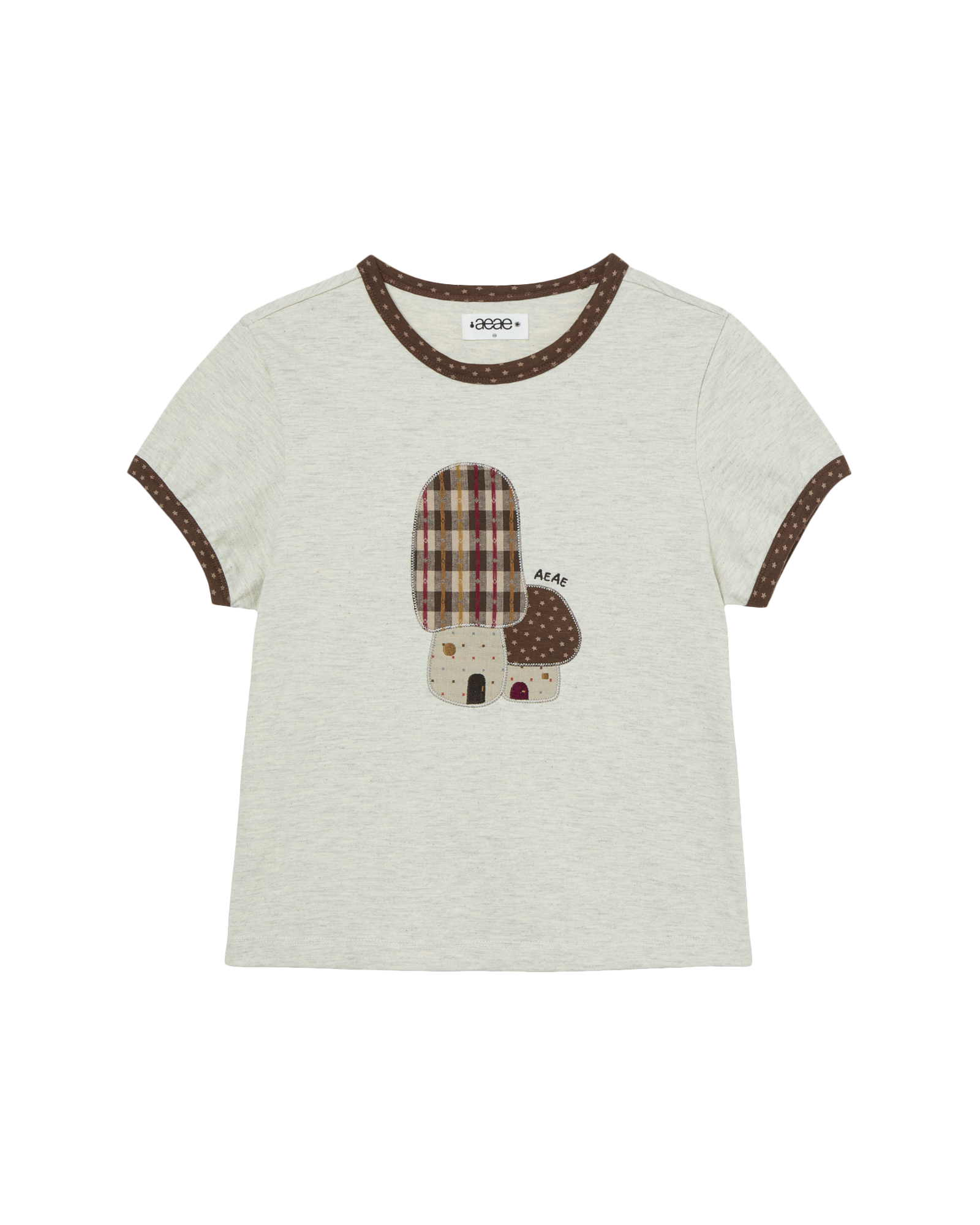 [aeae] mushroom applique tee - oatmeal