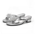 [Mule Donkey] Summer Sandals Chunky Heel Slip Ons - Starry Sky Silver