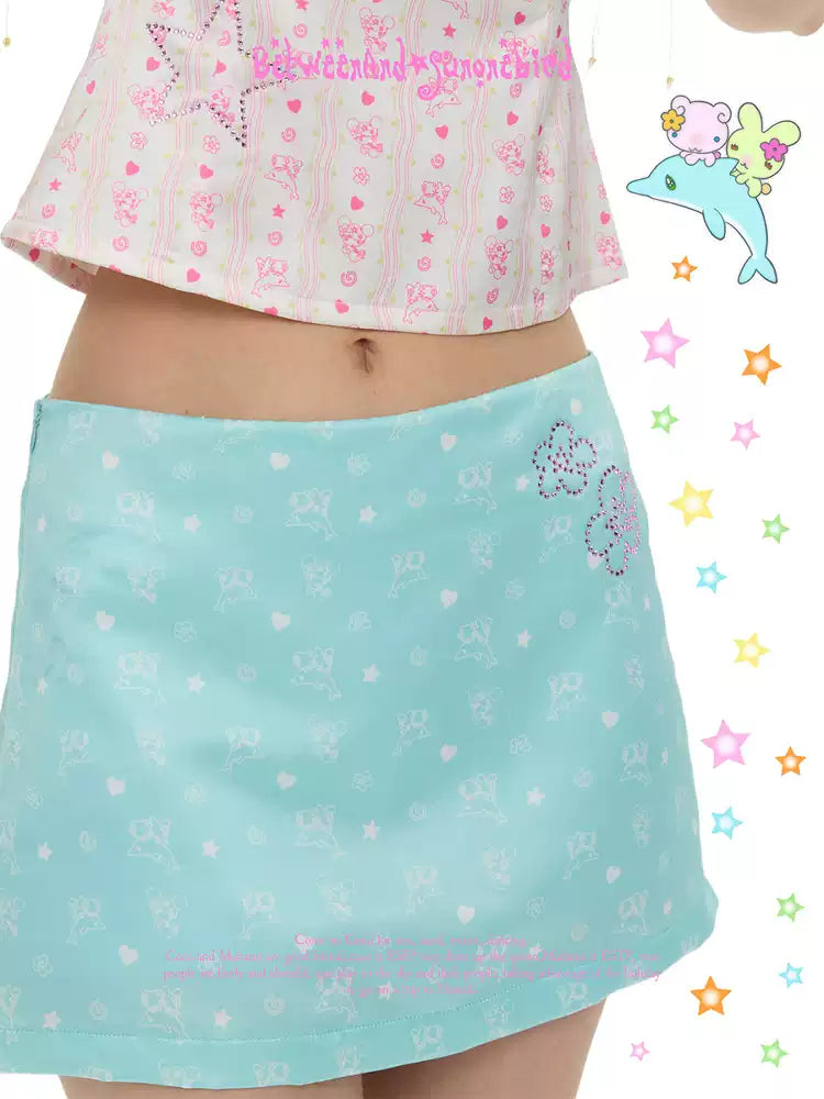 [betweenand] Summer Printed Mint Skirt