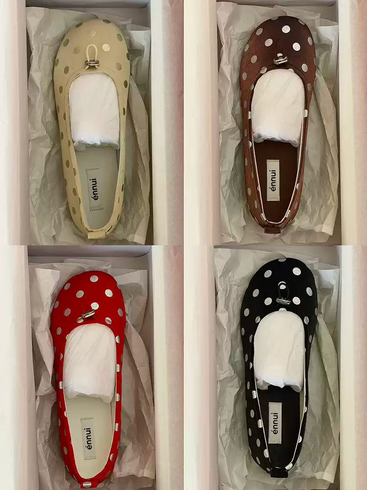 [ennui] Polka Dot Buckle Flat Shoes - 10 colors