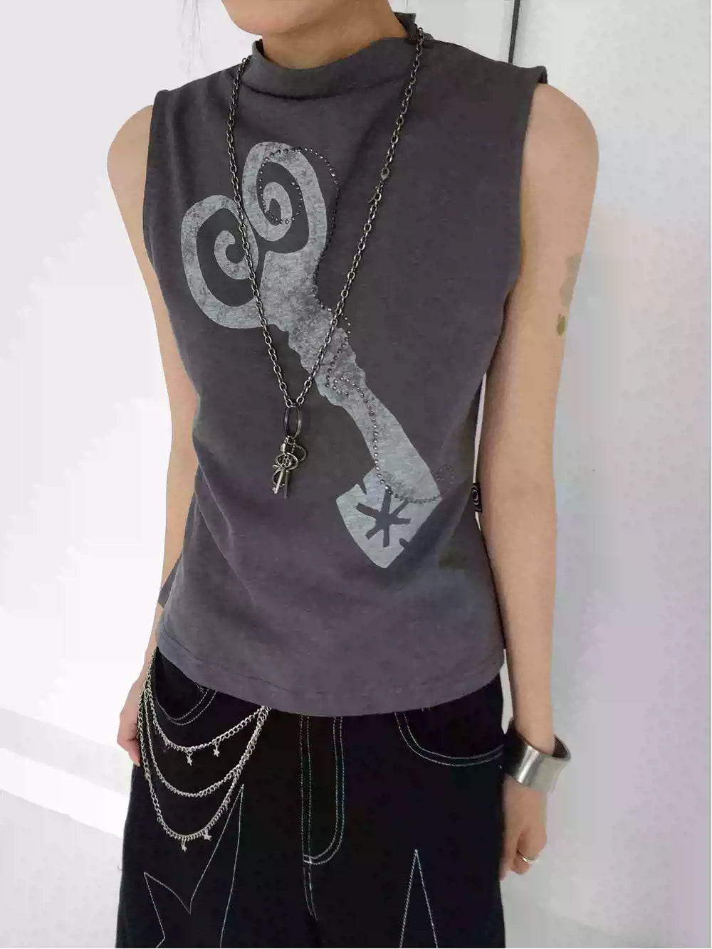 [innomood] Memory Key Print Sleeveless Top