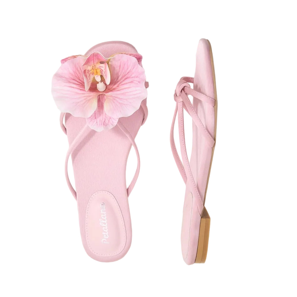 [Petallana] Garden Series Flat 1cm Sandals with Detachable Flowers - 6 colors