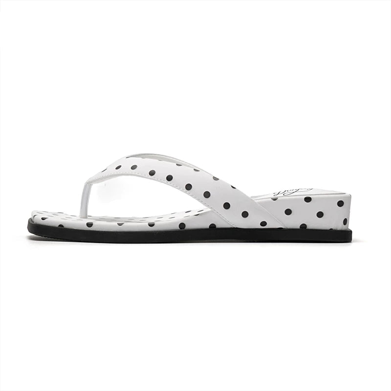 [Mule Donkey] Polka Dot Slippers Chunky Heels Wedge Summer Sandals - 4 colors