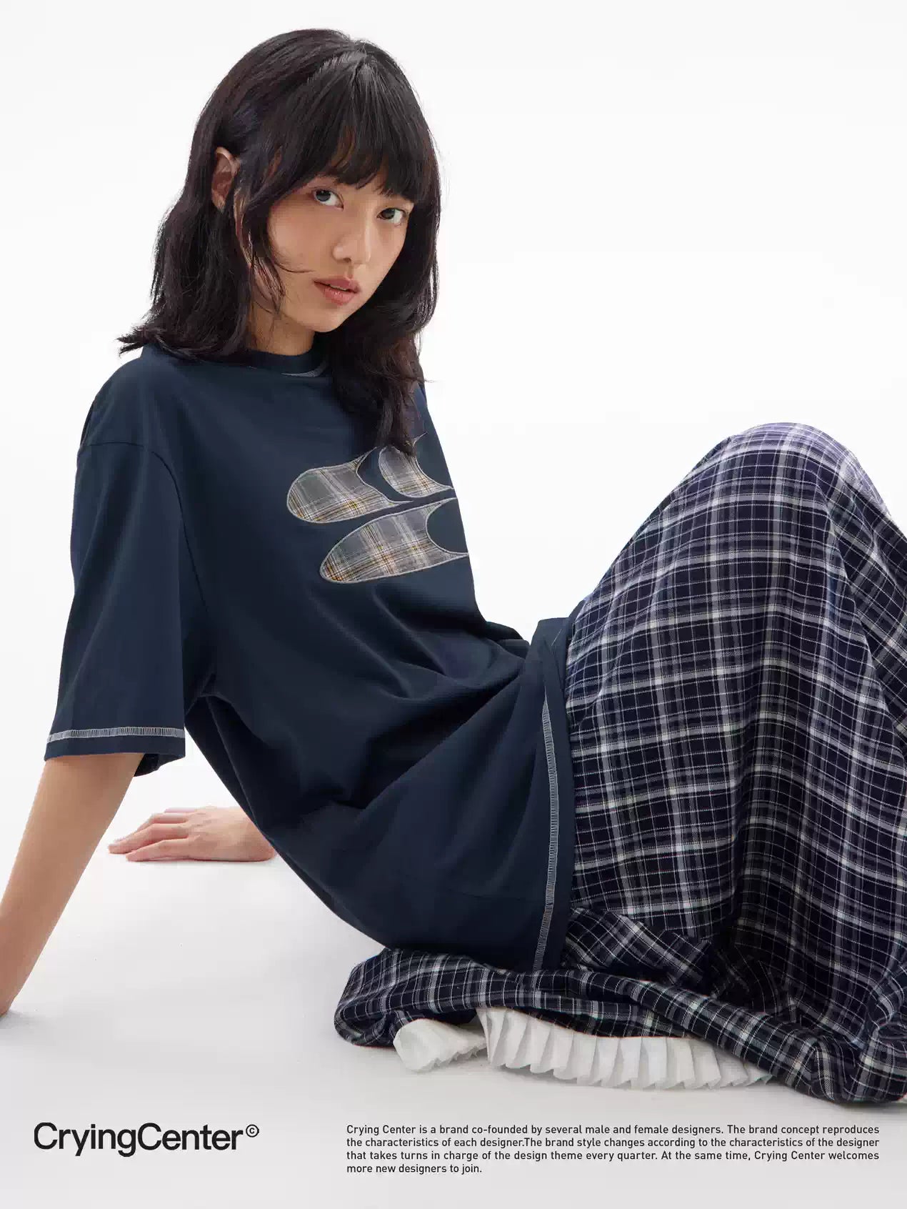 [Crying Center] Plaid Pattern Logo T-Shirt