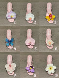 [Petallana] Garden Series Flat 3cm Block Heels Sandals with Detachable Flowers - 6 colors