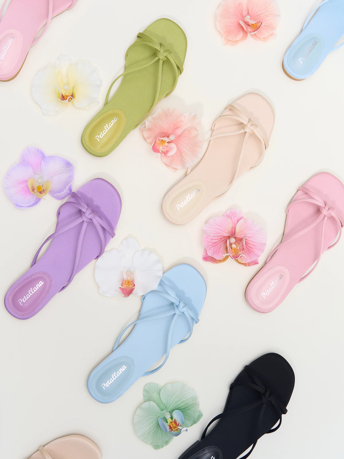 [Petallana] Garden Series Flat 1cm Sandals with Detachable Flowers - 6 colors
