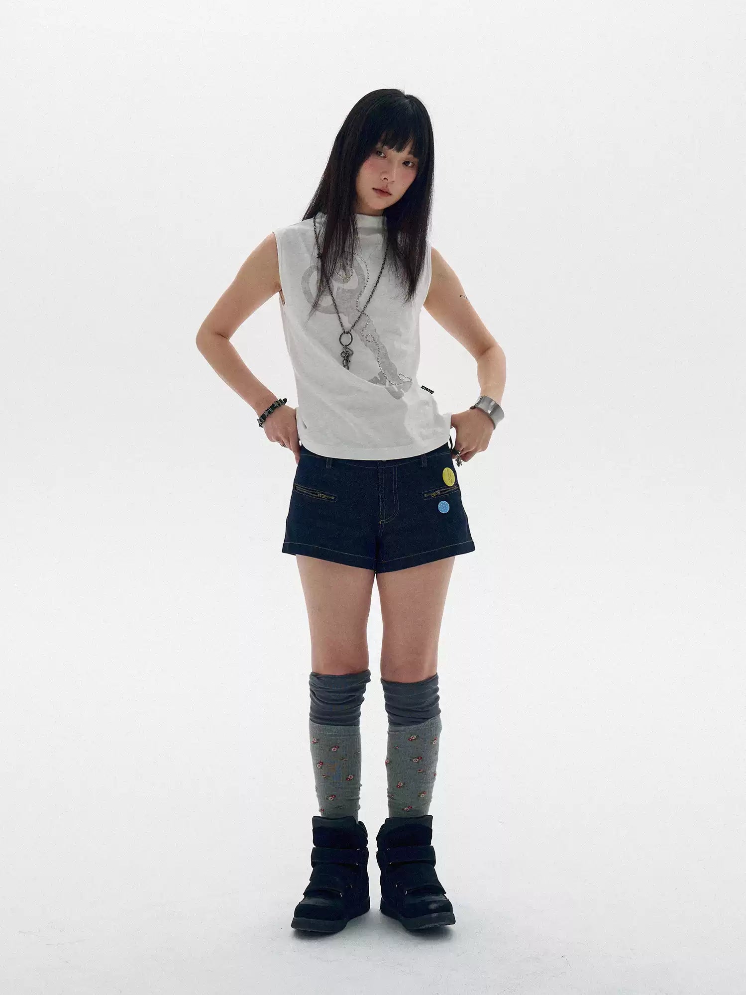 [innomood] Memory Key Print Sleeveless Top