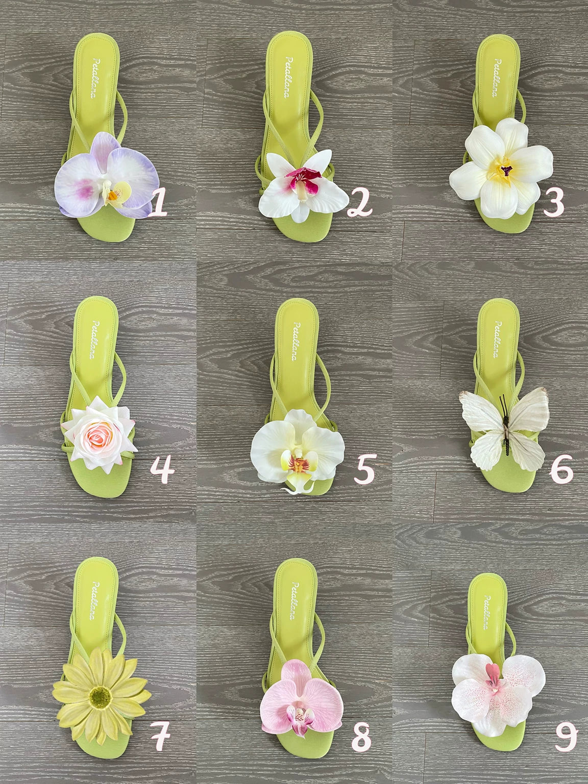 [Petallana] Garden Series Flat 3cm Block Heels Sandals with Detachable Flowers - 6 colors