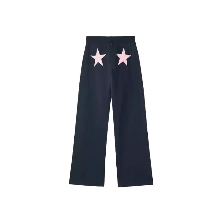 [SUBDUED] Wide Leg Jogger Pants With Stars