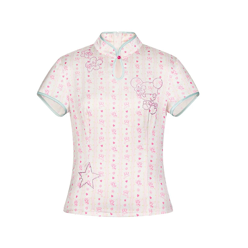 [betweenand x sunonebird] Printed Chinese Pattern Top