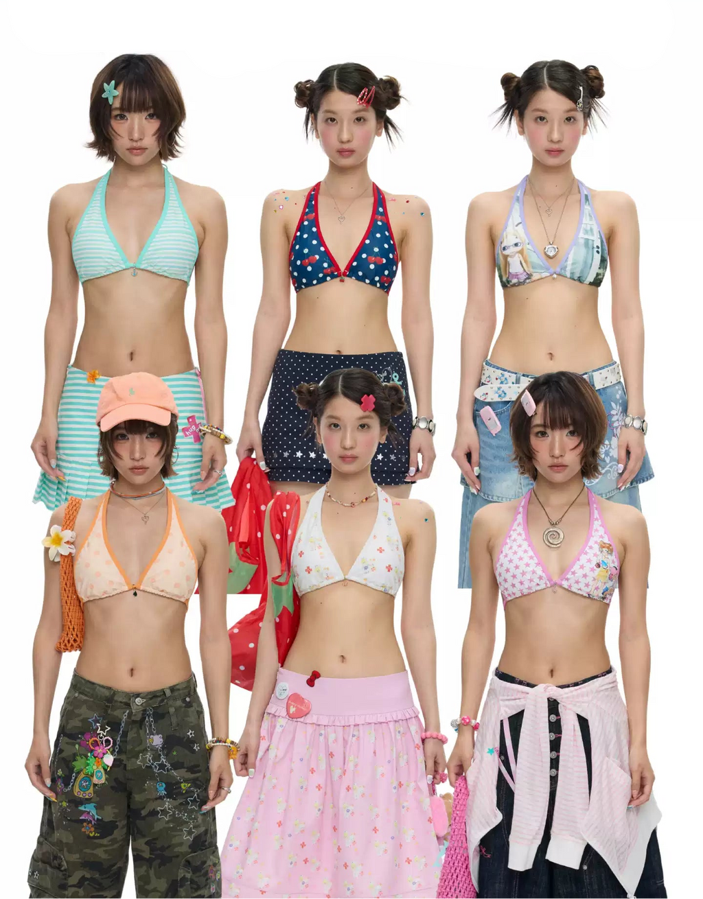 [betweenand] Summer Colorful Cute Pendant Bikini Top