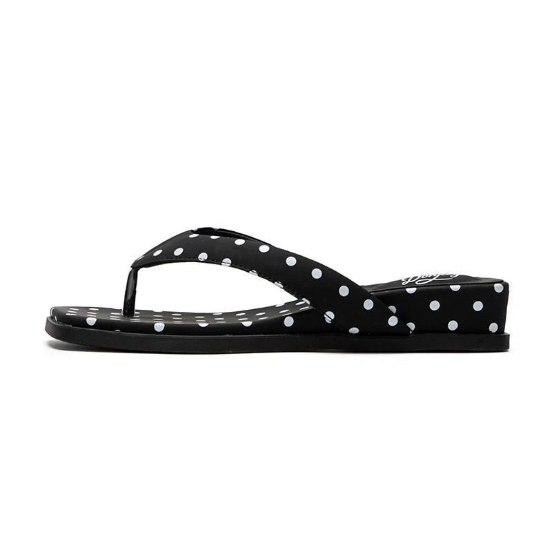 [Mule Donkey] Polka Dot Slippers Chunky Heels Wedge Summer Sandals - 4 colors