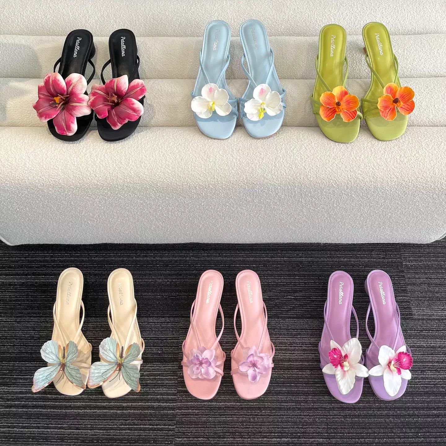 [Petallana] Garden Series Flat 5cm Kitten Heels Sandals with Detachable Flowers - 6 colors (Copy)