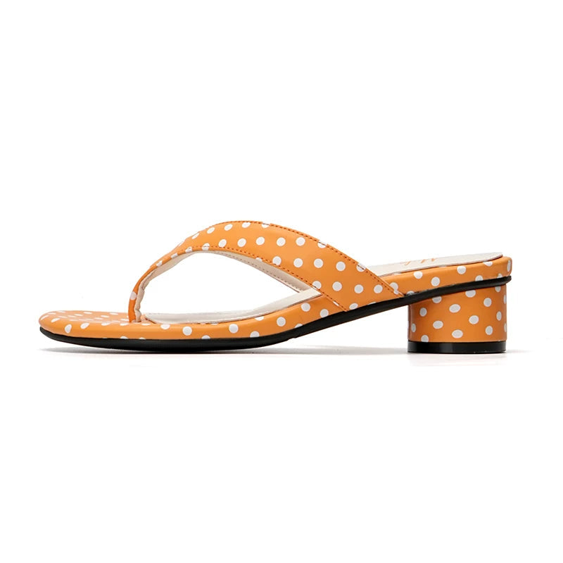 [Mule Donkey] Polka Dot Slippers Chunky Heels Wedge Summer Sandals - 4 colors