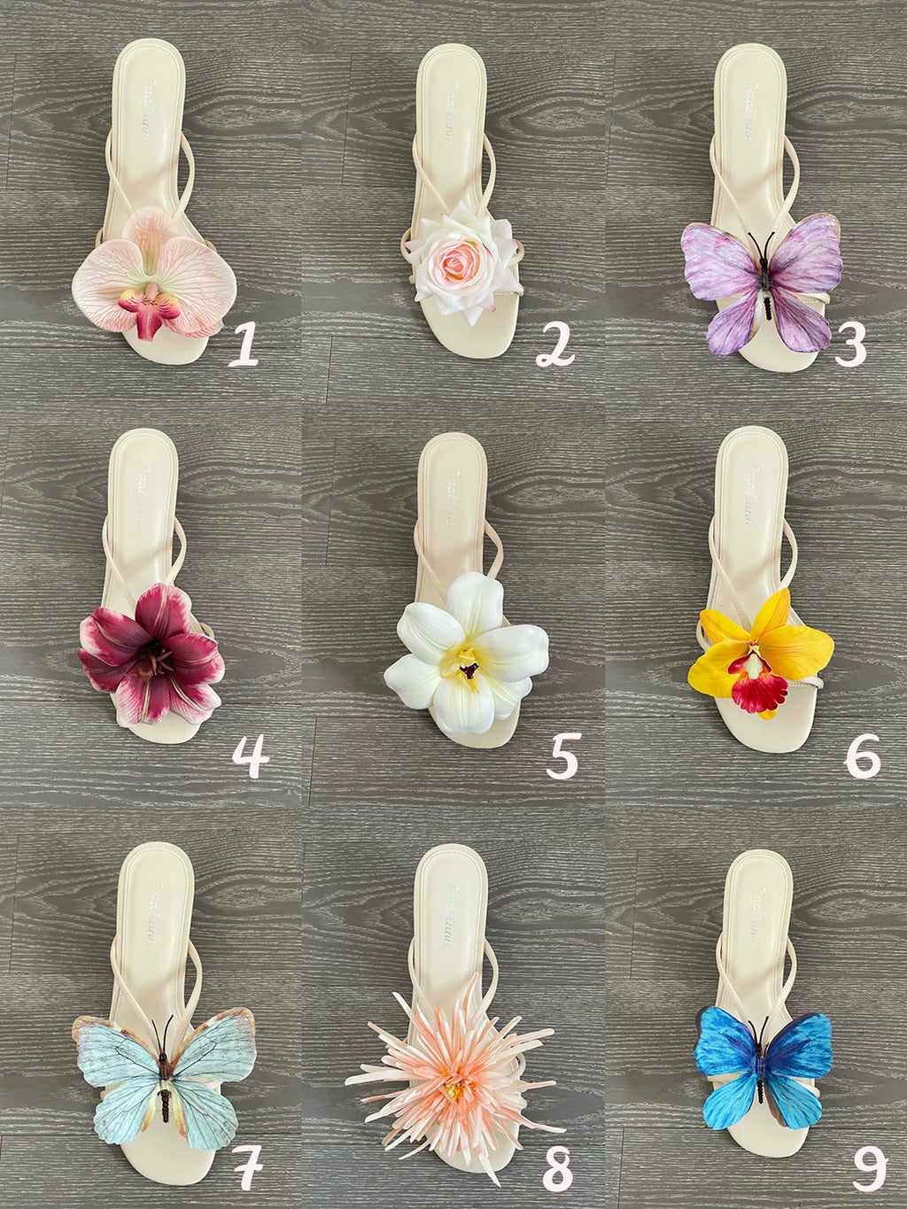 [Petallana] Garden Series Flat 5cm Kitten Heels Sandals with Detachable Flowers - 6 colors (Copy)