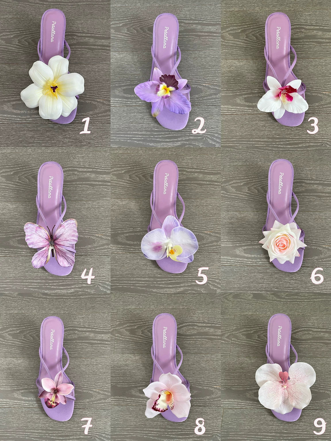 [Petallana] Garden Series Flat 3cm Block Heels Sandals with Detachable Flowers - 6 colors