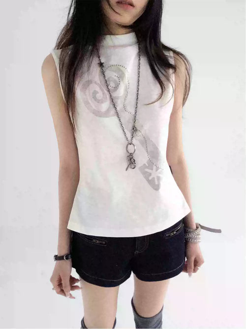 [innomood] Memory Key Print Sleeveless Top