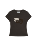 [aeae] applique logo tee - dark brown