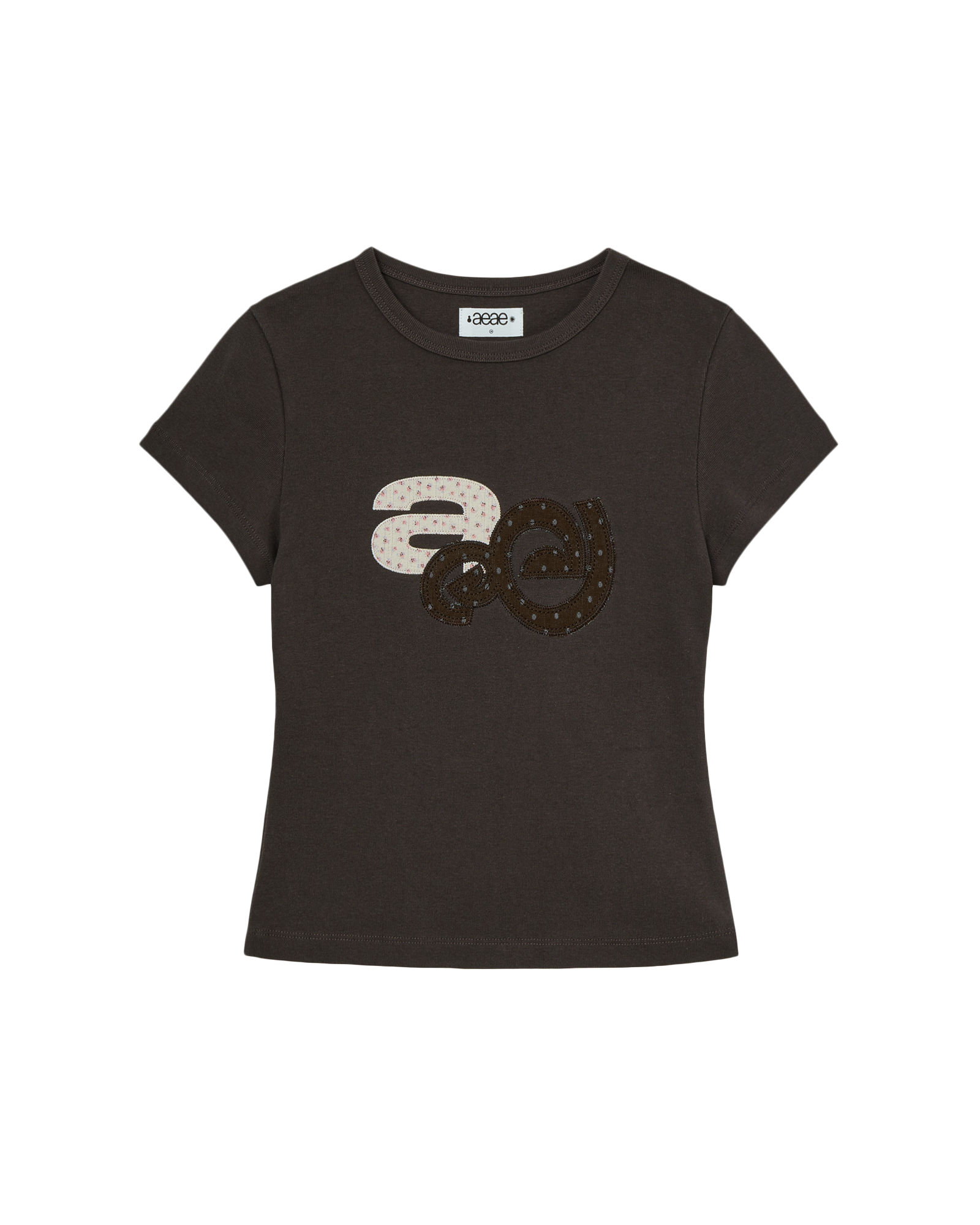 [aeae] applique logo tee - dark brown